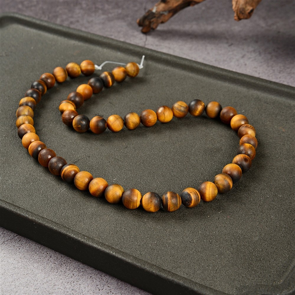 Strang Kugeln, Tigerauge, matt, 08mm | Schreier Edelsteine, Heilsteine & Schmuck