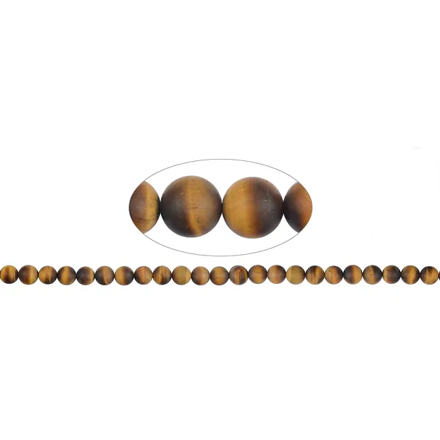 Rang de colliers boules, Oeil-de-tigre, mat, 08mm | Marco Schreier