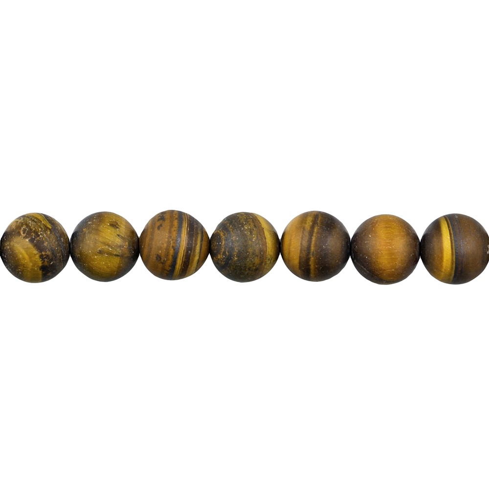 Rang de colliers boules, Oeil-de-tigre AB, mat, 10mm (38cm) | Marco Schreier