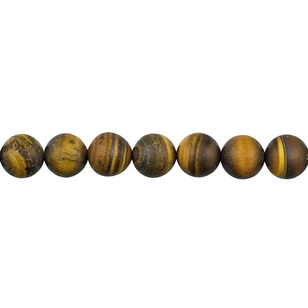 Rang de colliers boules, Oeil-de-tigre AB, mat, 10mm (38cm) | Marco Schreier