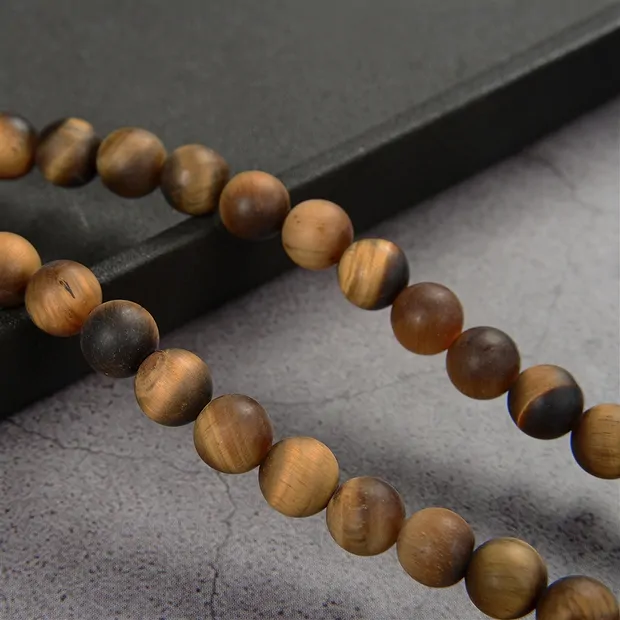 String Beads, Tiger's Eye, matt, 10mm | wholesale gems, healing stones & jewelry