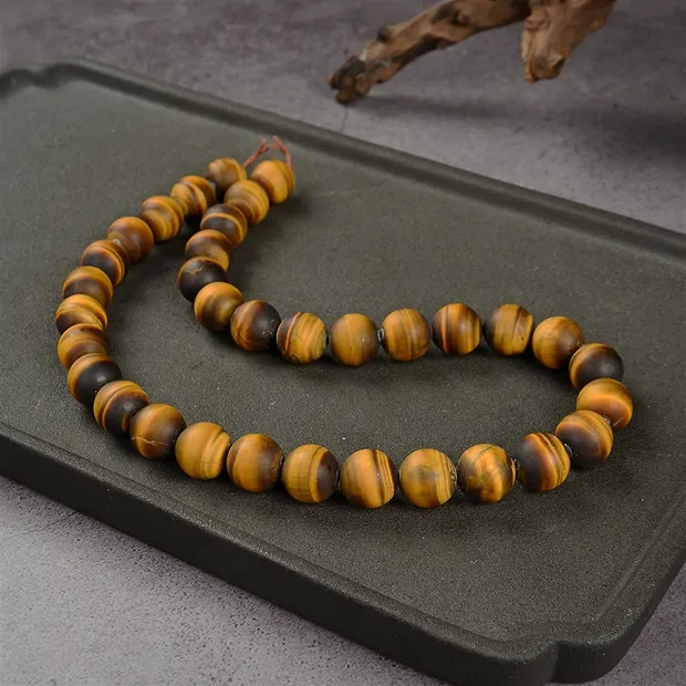 Rang de collier boules, Oeil-de-tigre, mat, 12mm | Marco Schreier