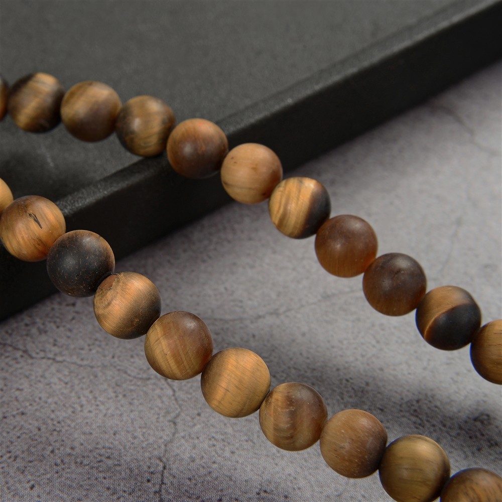 String Beads, Tiger's Eye, matt, 12mm | wholesale gems, healing stones & jewelry