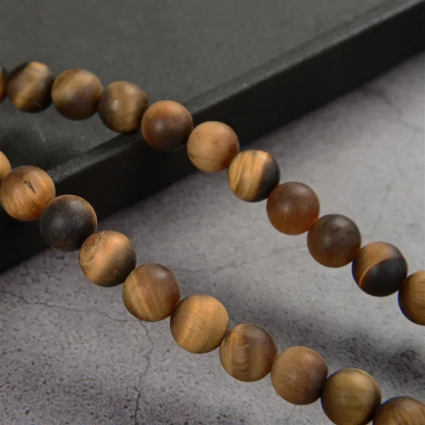 Rang de collier boules, Oeil-de-tigre, mat, 12mm | Marco Schreier