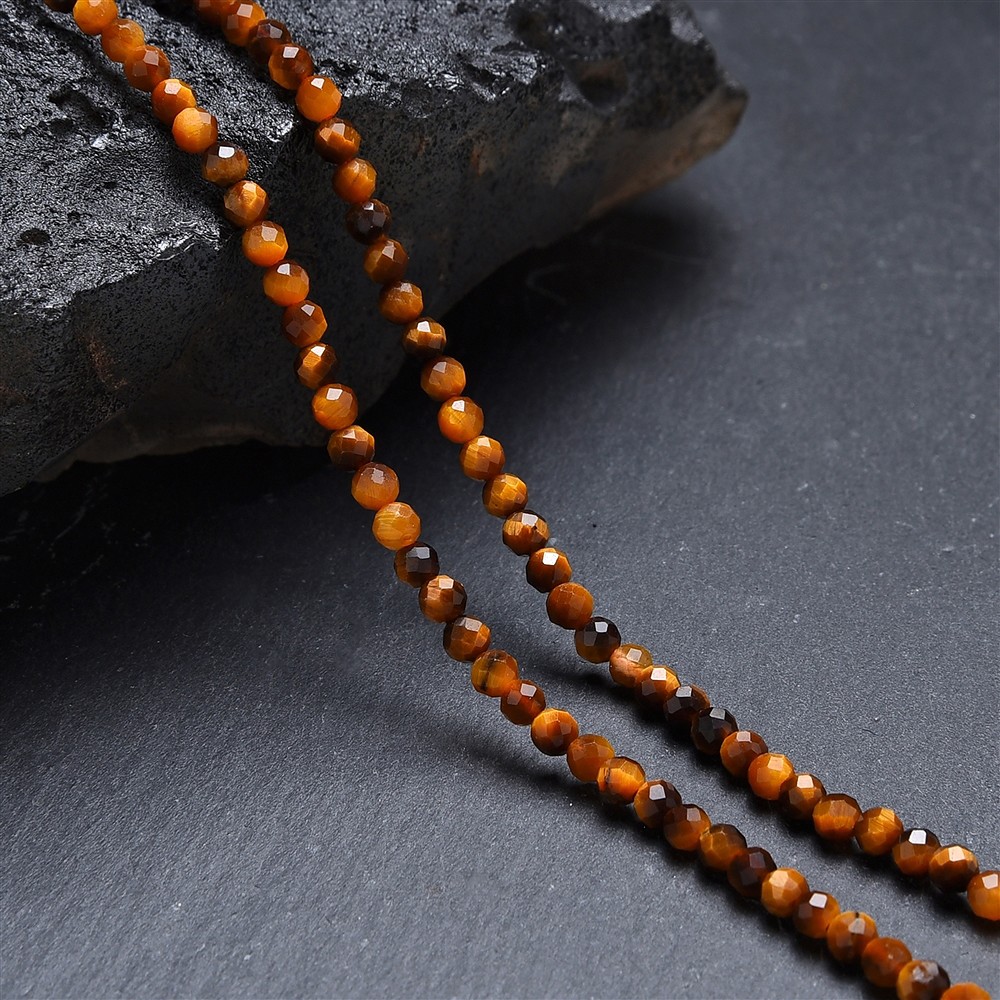 String Beads, Tiger's Eye (gold), 03mm, faceted | gems, healing stones & jewelry