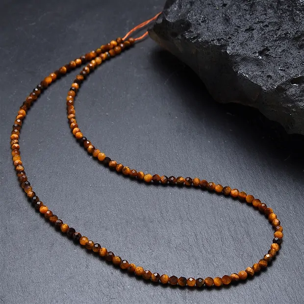 String Beads, Tiger's Eye (gold), 03mm, faceted | gems, healing stones & jewelry