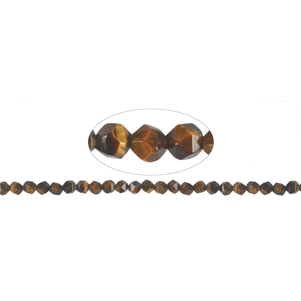 Strang Kugeln, Tigerauge, facettiert (Starcut), 05-06mm | Marco Schreier