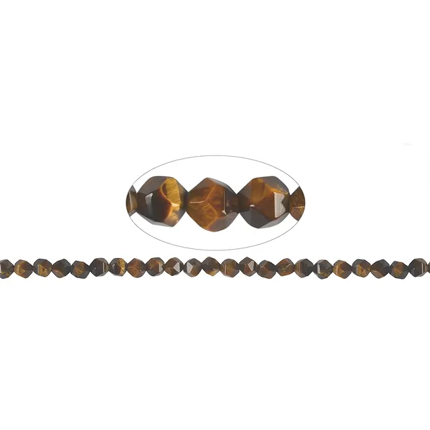 Strang Kugeln, Tigerauge, facettiert (Starcut), 05-06mm | Marco Schreier