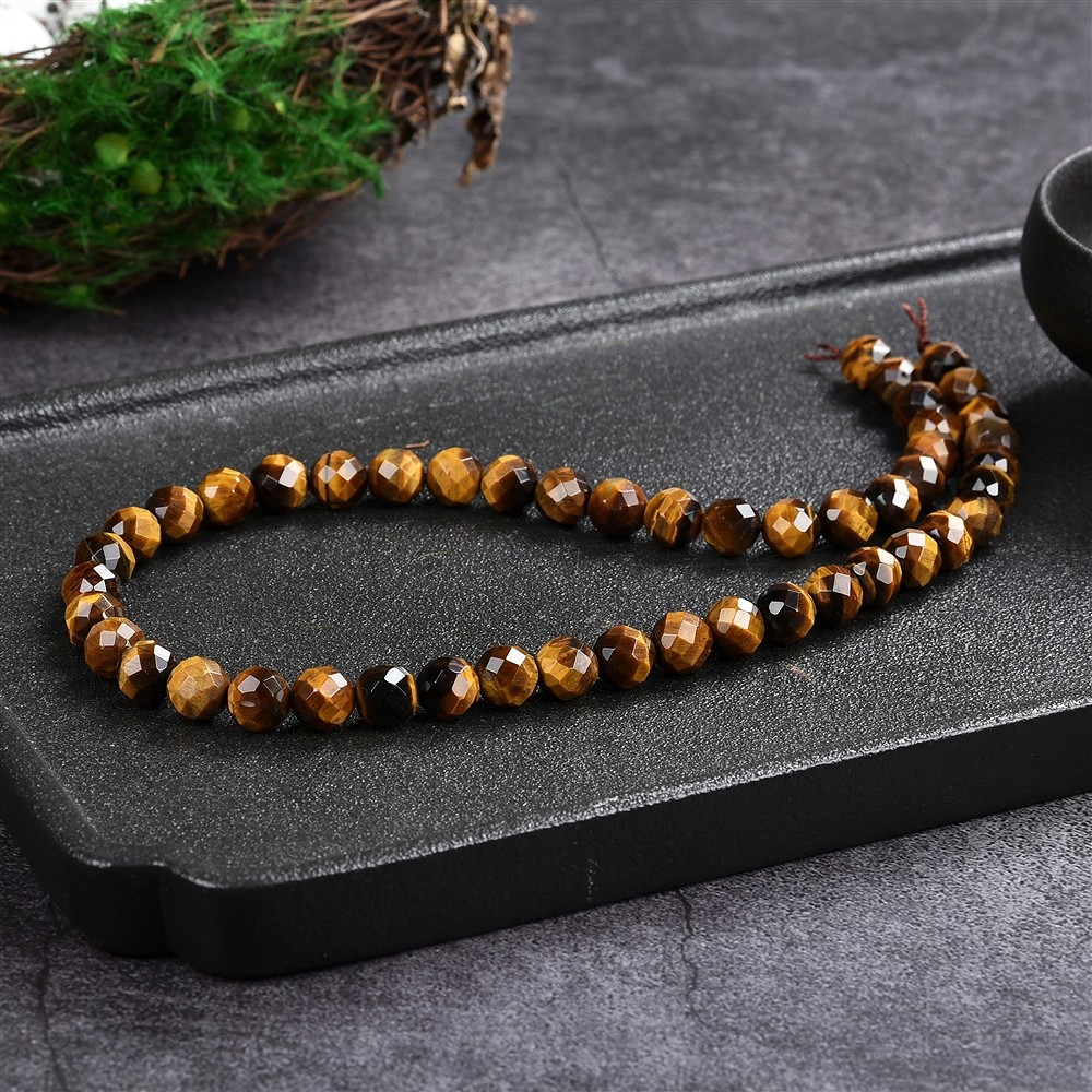 Filo di perline, Occhio di tigre (Oro), 07-08mm, sfaccettato (39cm) | Marco Schreier