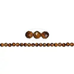 141530113120 Rang de colliers boules, Oeil-de-tigre (Or), 07-08mm, à facettes (39cm) | Marco Schreier