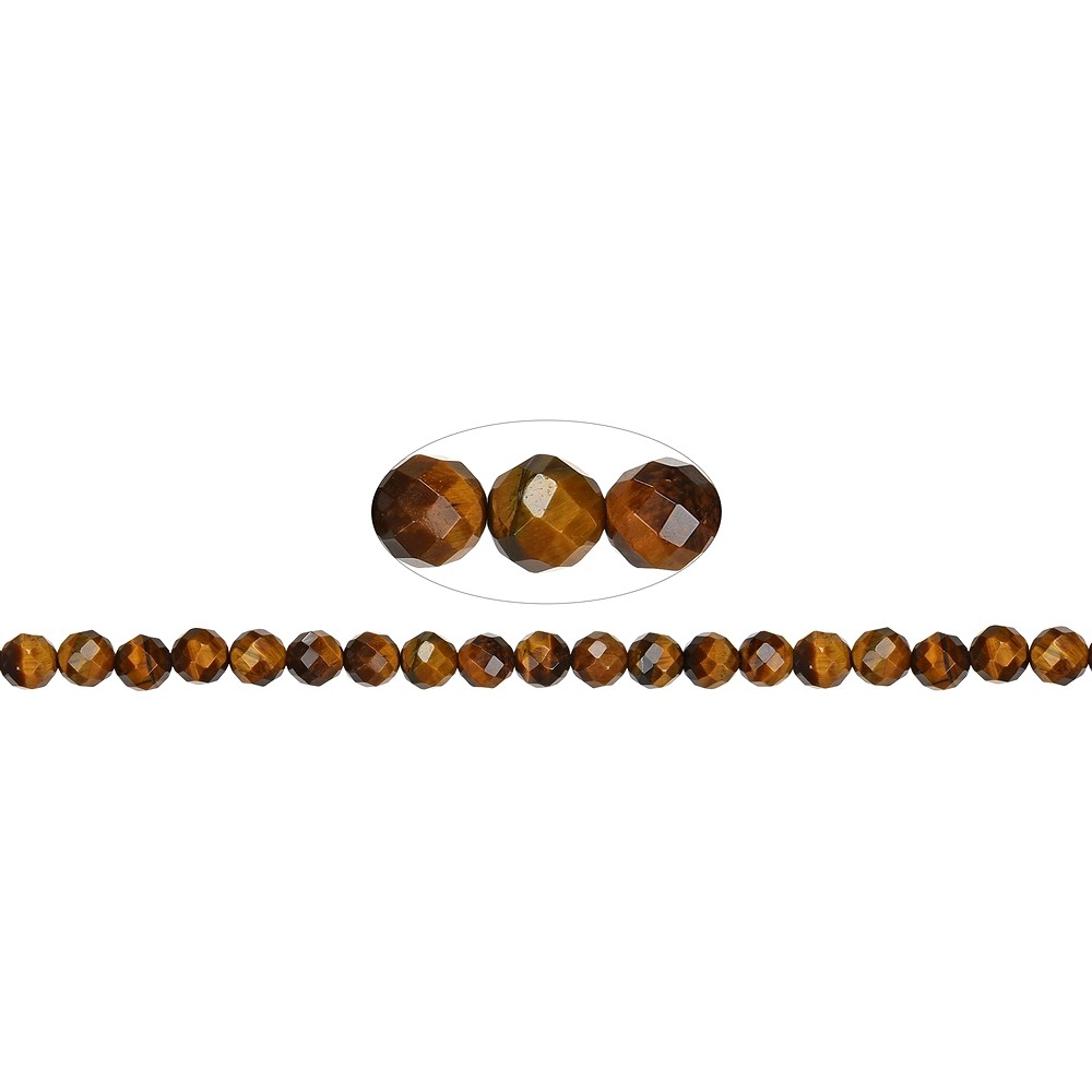 Filo di perline, Occhio di tigre (Oro), 07-08mm, sfaccettato (39cm) | Marco Schreier