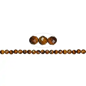 Rang de colliers boules, Oeil-de-tigre (Or), 07-08mm, à facettes (39cm) | Marco Schreier