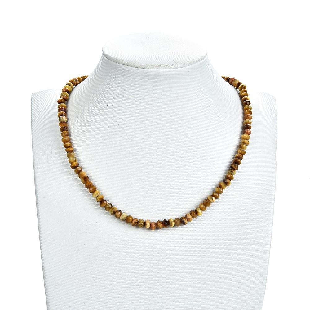 Collar de botones, Ojo de tigre (amarillo), facetado, 05 x 08mm (38cm) | Marco Schreier