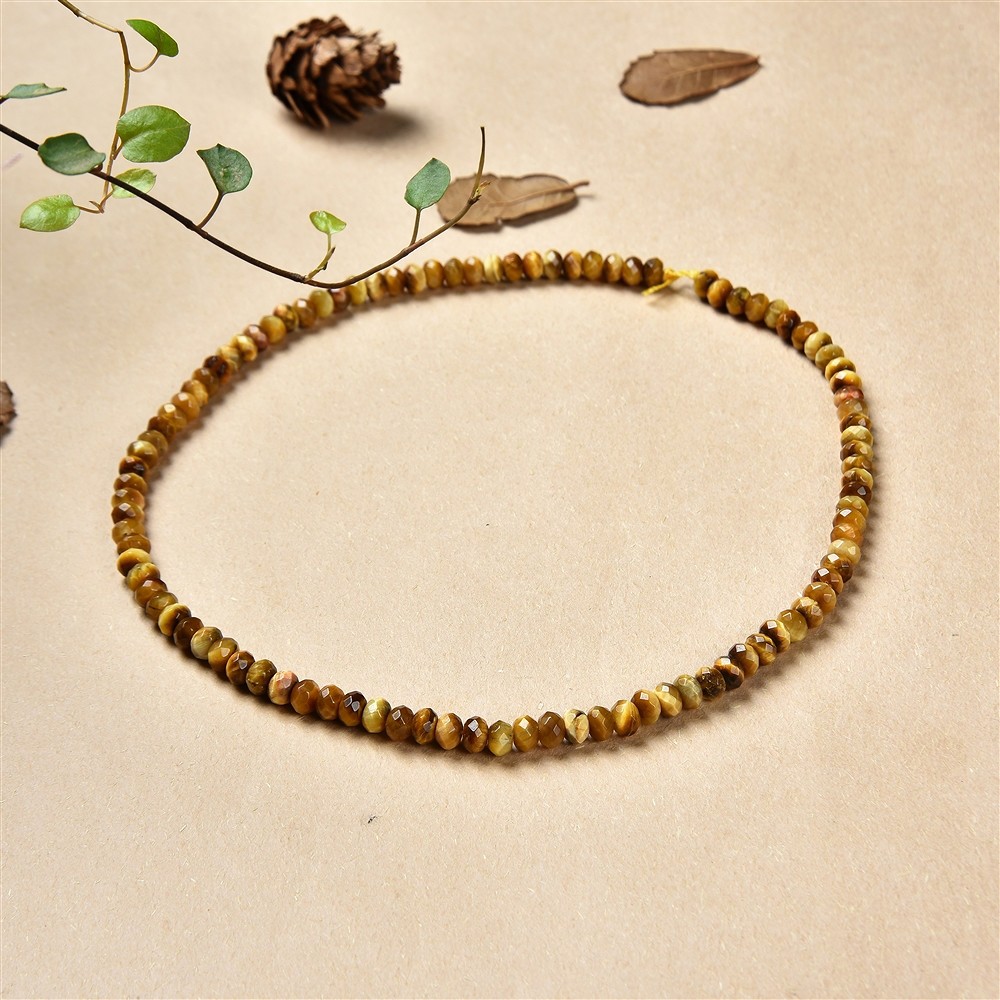 Collar de botones, Ojo de tigre (amarillo), facetado, 05 x 08mm (38cm) | Marco Schreier