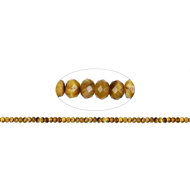 Filo di bottoni, Occhio di tigre (giallo), sfaccettato, 05 x 08 mm (38 cm) | Marco Schreier