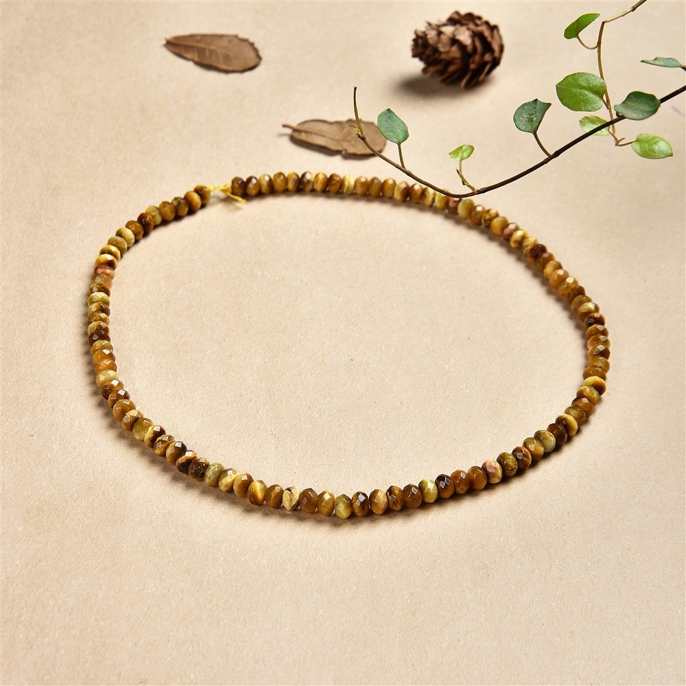 Strang Button, Tigerauge (gelb), facettiert, 03 x 08mm | Marco Schreier