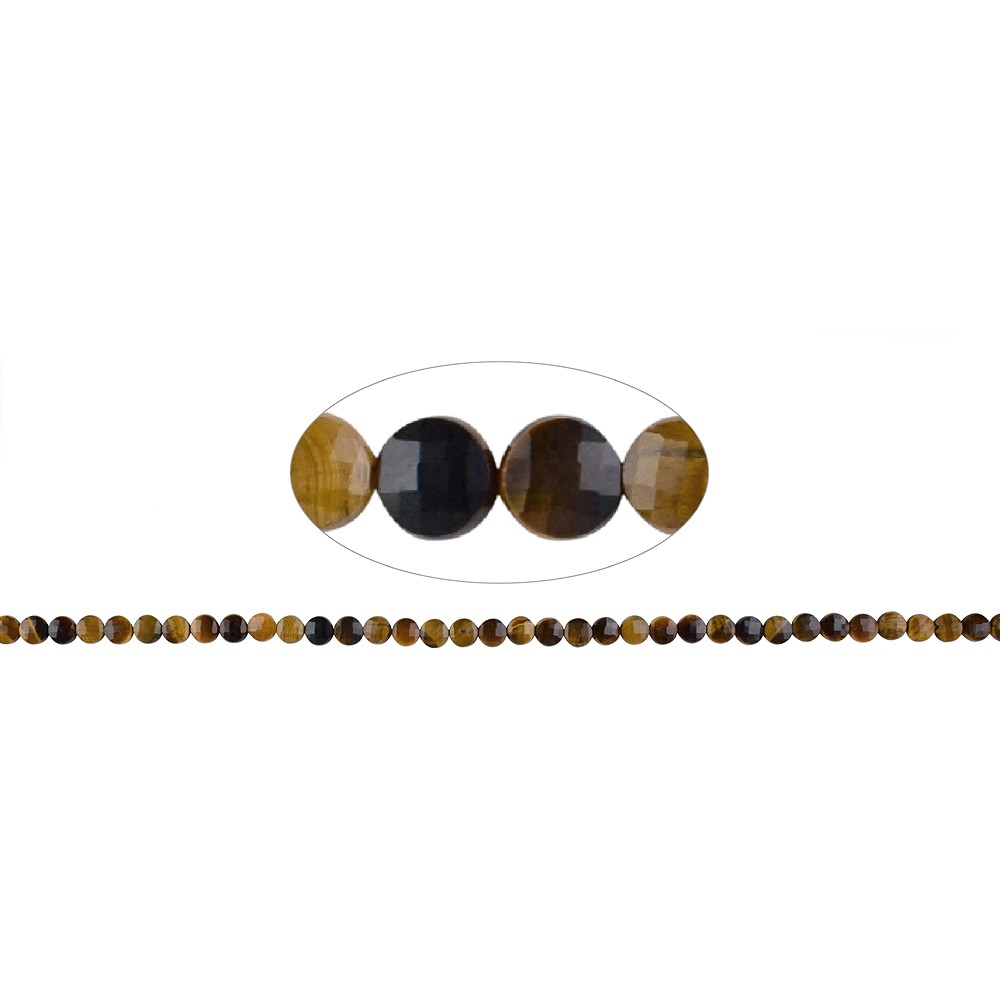Strand Coin, Tiger's Eye (gold), 06mm, faceted (39cm) | Marco Schreier
