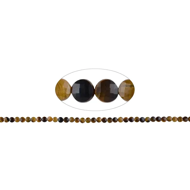 Strand Coin, Tiger's Eye (gold), 06mm, faceted (39cm) | Marco Schreier