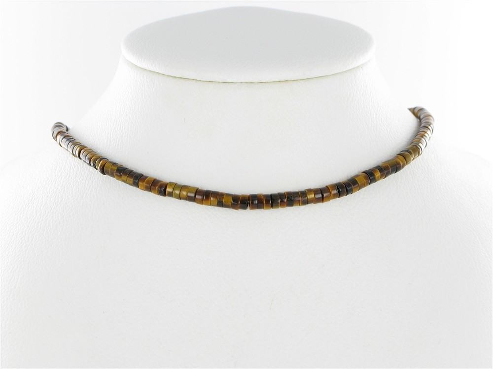Cylinder strand "Heishi", Tiger's Eye (gold), 02 x 04mm | Marco Schreier
