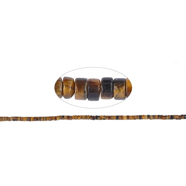 Cylinder strand "Heishi", Tiger's Eye (gold), 02 x 04mm | Marco Schreier