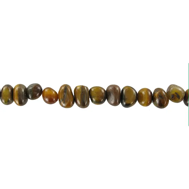 Strand of nuggets "Pebbles", Tiger's Eye, 07 x 09-12mm | Marco Schreier
