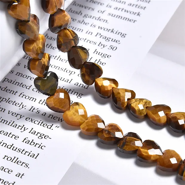 Heart strand, Tiger's Eye, 08mm, faceted | wholesaler gems & healing stones
