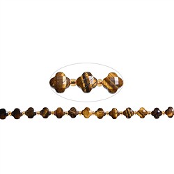 141531105920 Collar de trébol, Ojo de tigre, 8 mm, facetado (38 cm) | Marco Schreier