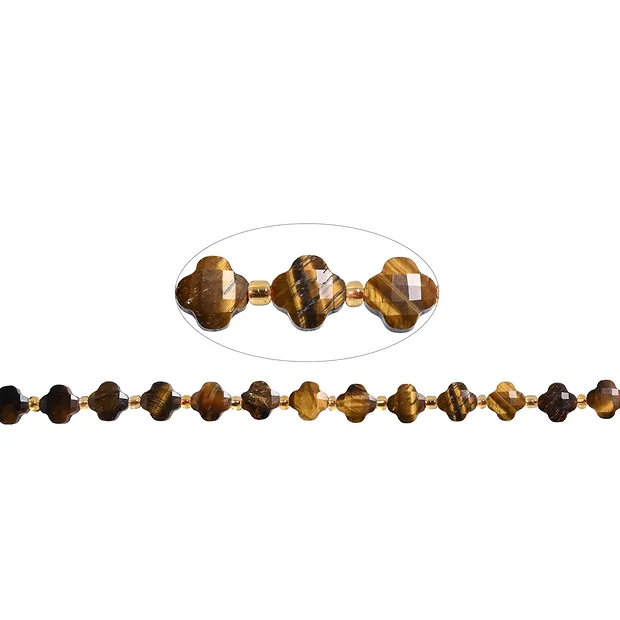 Strang Kleeblatt, Tigerauge, 08mm, facettiert (38cm) | Marco Schreier