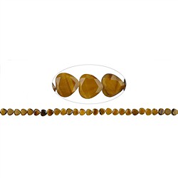 141531457320 Heart strand, Tiger's Eye, faceted, 06mm | wholesaler gems & healing stones