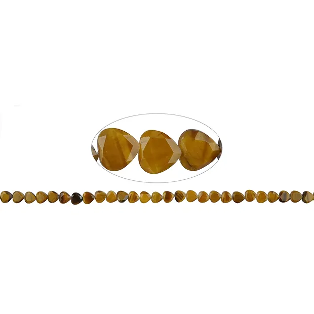 Heart strand, Tiger's Eye, faceted, 06mm | wholesaler gems & healing stones