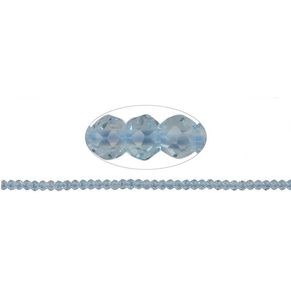 Rang de colliers boules/boutons, Topaze (bleue), à facettes, 04mm (39cm) | Marco Schreier