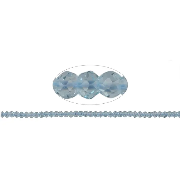 String Beads, Topaz (blue), 02.5mm, faceted | wholesaler gems & healing stones