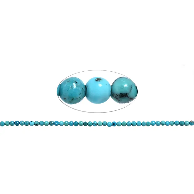 String Beads, Turquoise (stab.), 02mm (39cm) | wholesaler gems & healing stones