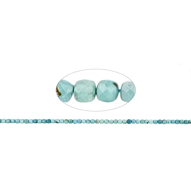 Stringed beads, Turquoise (stab.), 03mm, faceted (39cm) | Marco Schreier