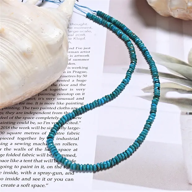 Boutons de rang, Turquoise (stab.), 02 x 04mm, facettés (39cm) | Marco Schreier