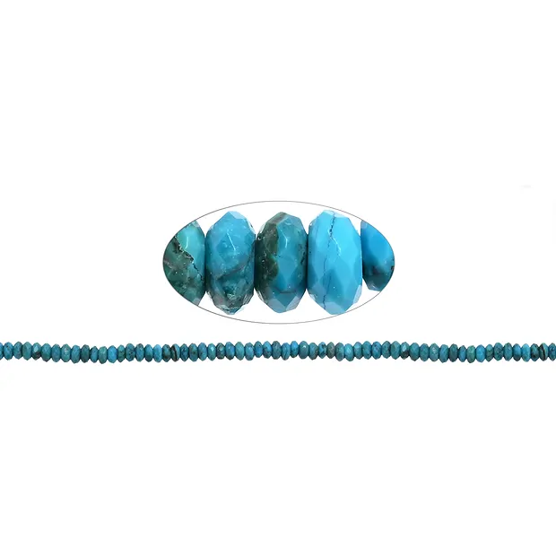 Boutons de rang, Turquoise (stab.), 02 x 04mm, facettés (39cm) | Marco Schreier