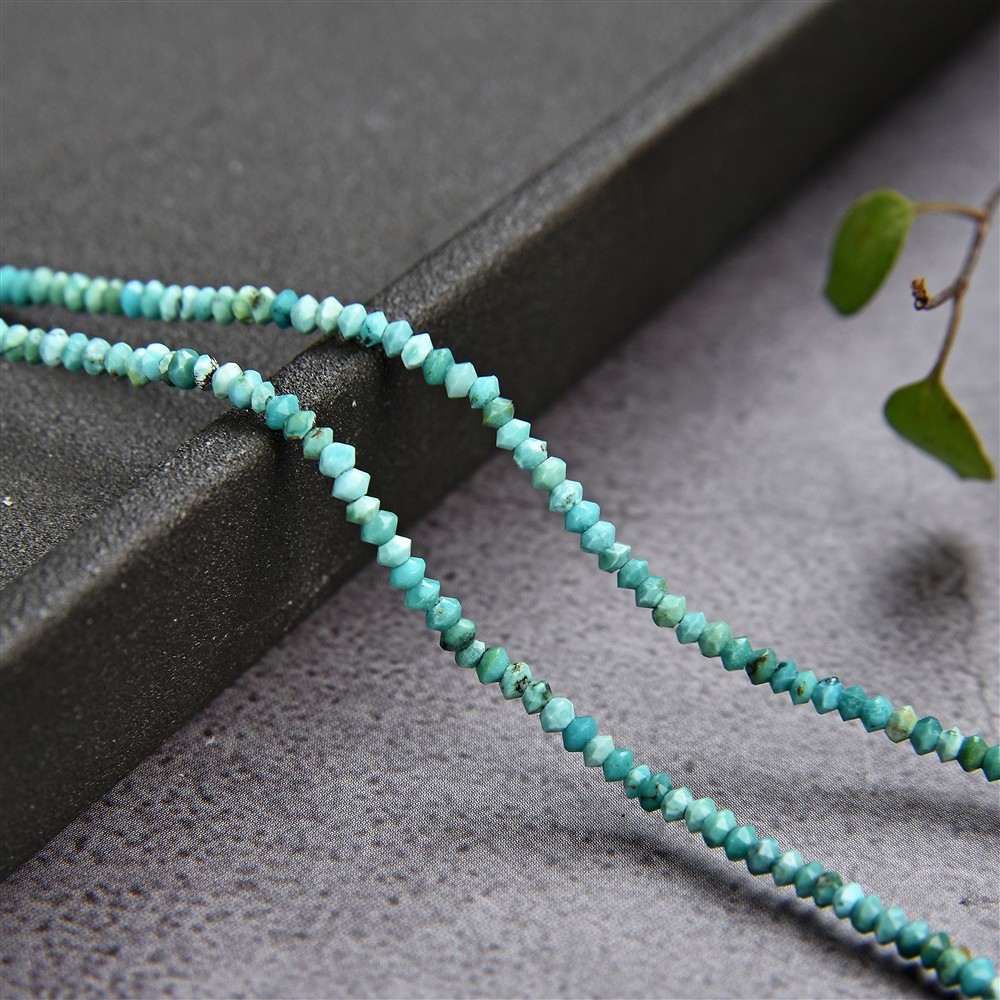 Bottone/disco a filo, Turchese (stab.), sfaccettato, 01 x 02 mm | Marco Schreier