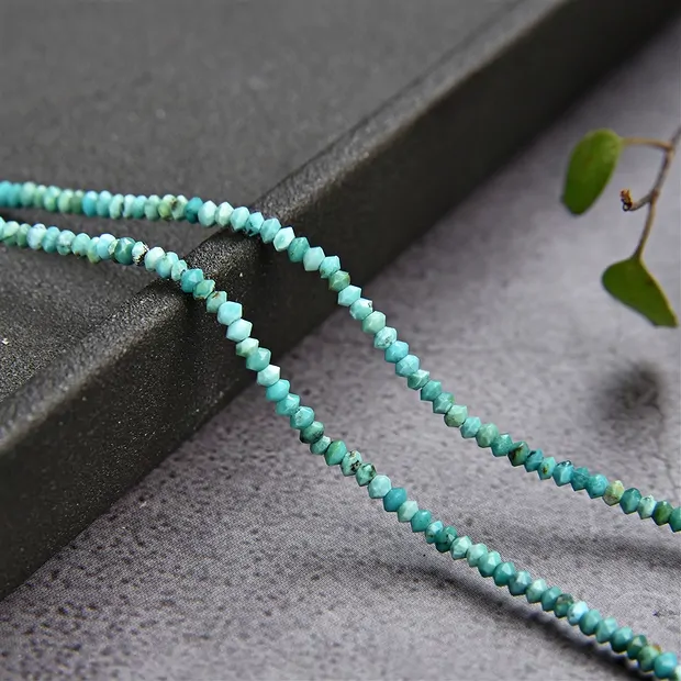 Rang de colliers Boutons/Disque, Turquoise (stab.), facettes, 01 x 02mm | Marco Schreier