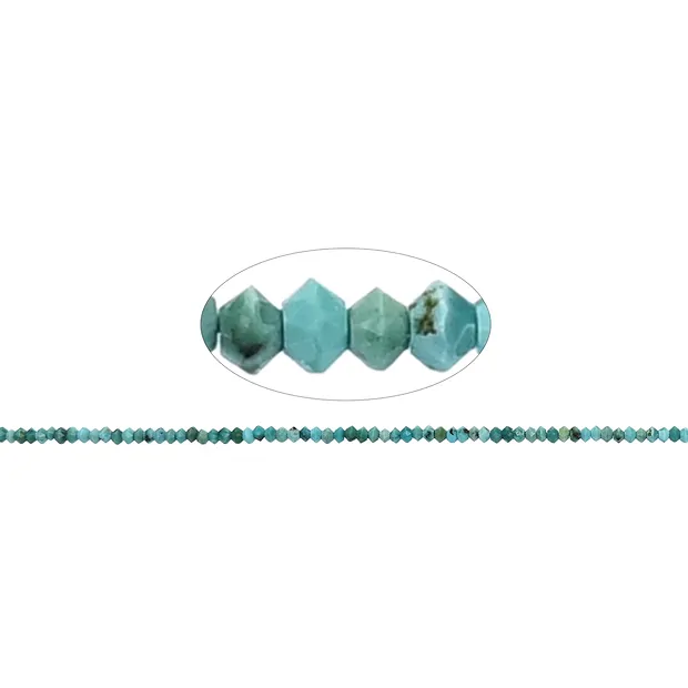 Strang Button/Disc, Türkis (stab.), facettiert, 01 x 02mm | Marco Schreier