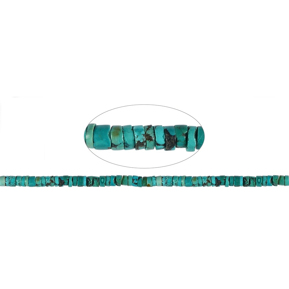 Rang de collier "Heishi", Turquoise (stab.), 02-05 x 08mm (39cm) | Marco Schreier