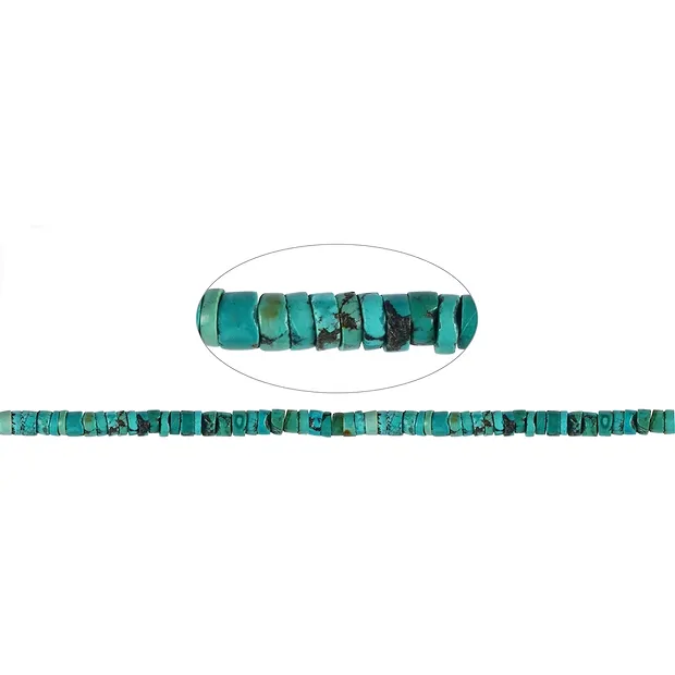 Cylinder strand "Heishi", Turquoise (stab.), 02-05 x 08mm (39cm) | Marco Schreier