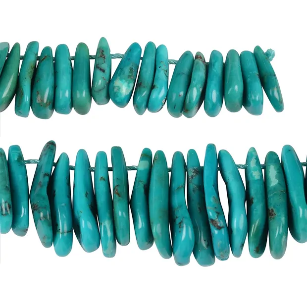 Strand drop flat, Turquoise (stab.), 02-03 x 13-23mm (44cm) | Marco Schreier