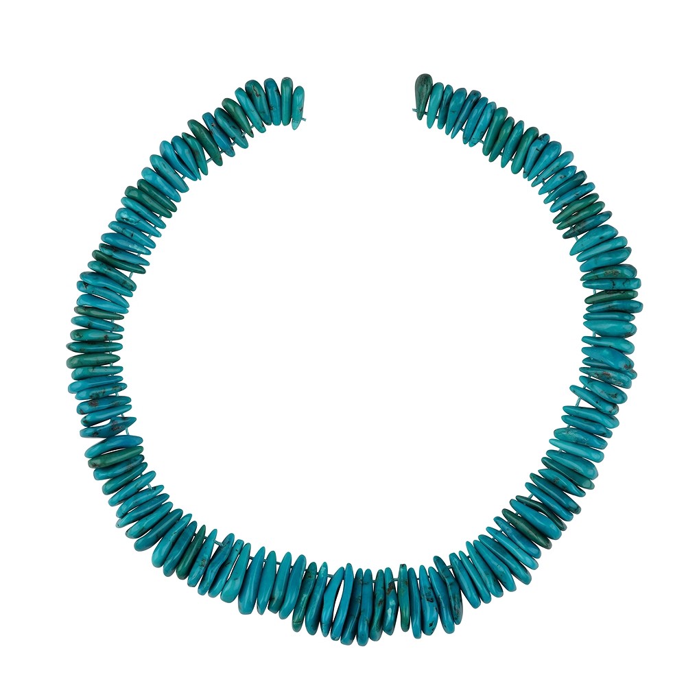 Rang de colliers goutte plate, Turquoise (stab.), 02-03 x 13-23mm (44cm) | Marco Schreier