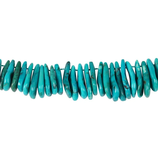 Rang de colliers goutte plate, Turquoise (stab.), 02-03 x 13-23mm (44cm) | Marco Schreier