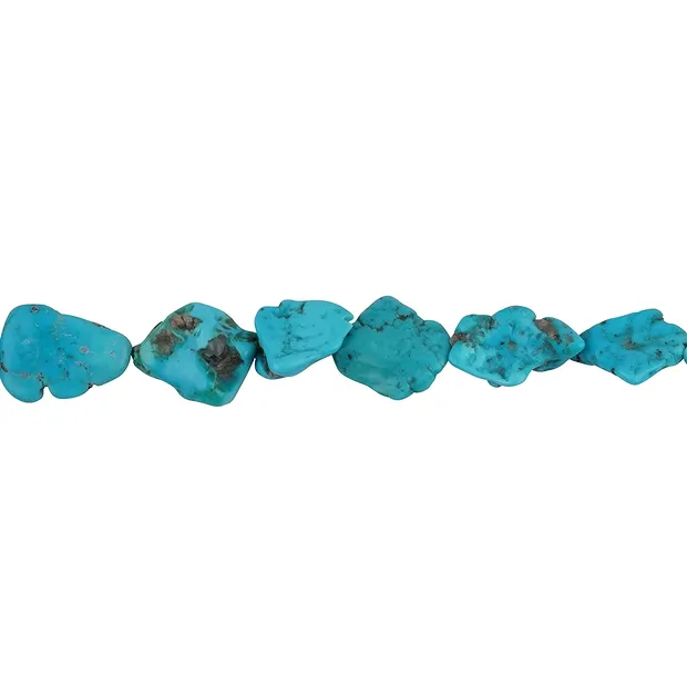 Rang de colliers Nuggets plats, Turquoise (stab.), 12 - 18mm | Marco Schreier