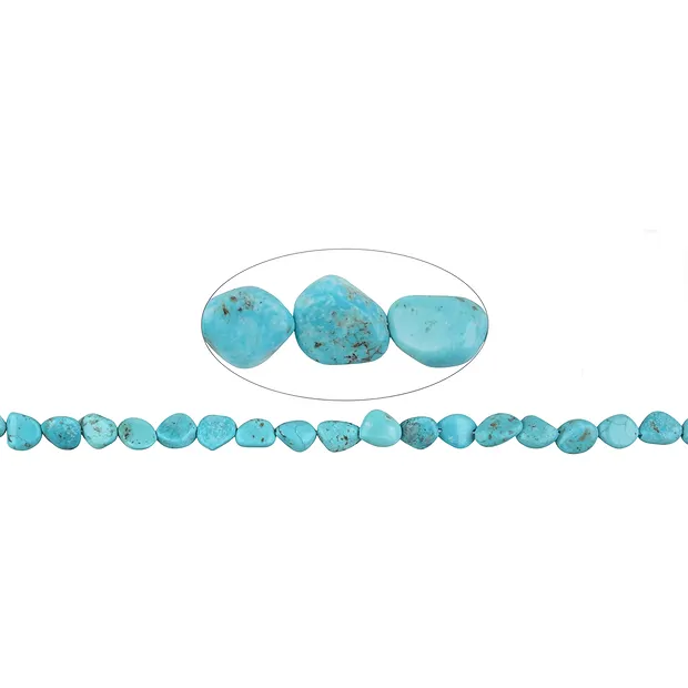 Strand of nuggets flat, Turquoise (stab.), 10-12 x 08-10mm | Marco Schreier