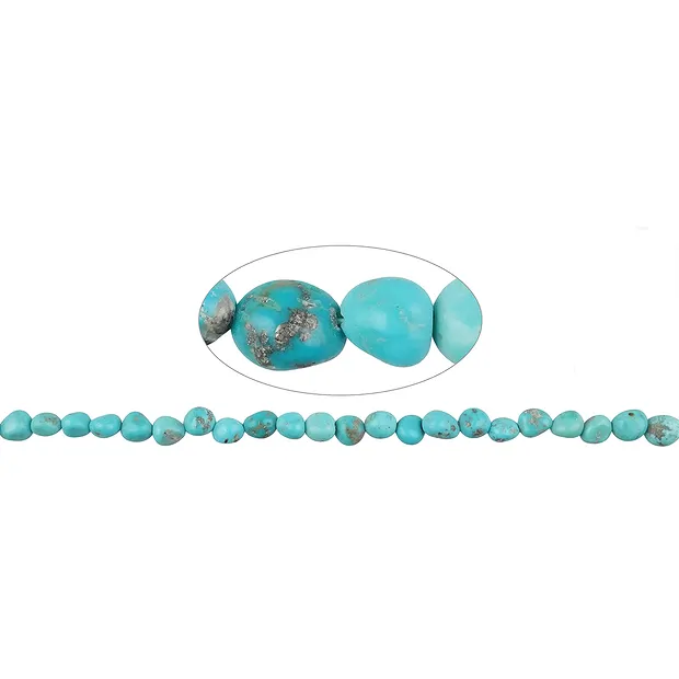 Strand of nuggets, Turquoise (stab.), 08-11 x 03-06mm (39cm) | Marco Schreier