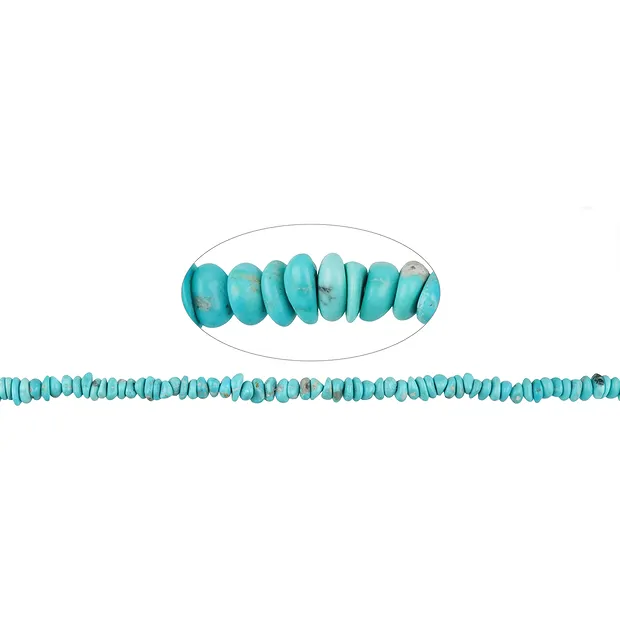 Rang de colliers Nuggets plats, Turquoise (stab.), 06 x 03,5mm | Marco Schreier