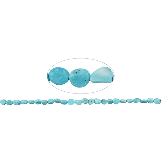 Rang de colliers Nuggets plats, Turquoise (stab.), 06-10 x 03-05mm | Marco Schreier