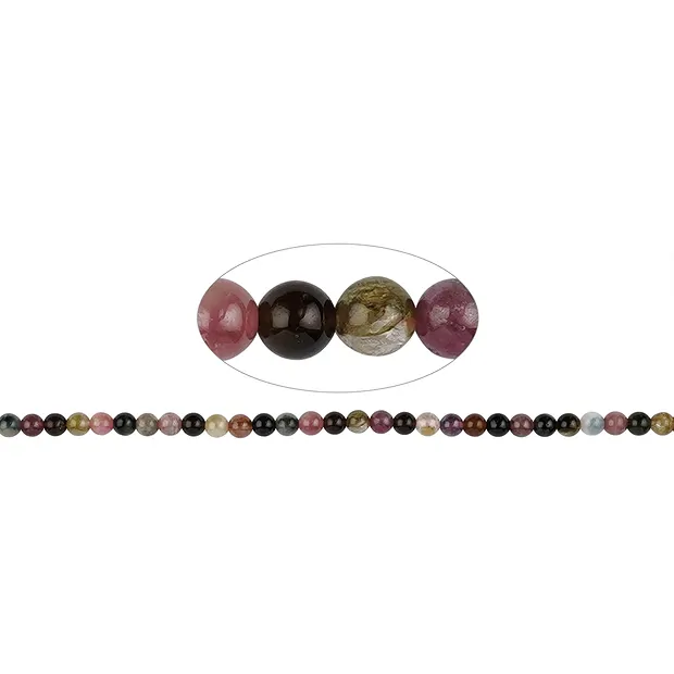 Rang de colliers boules, Tourmaline (polychrome), 04mm (39cm) | Marco Schreier